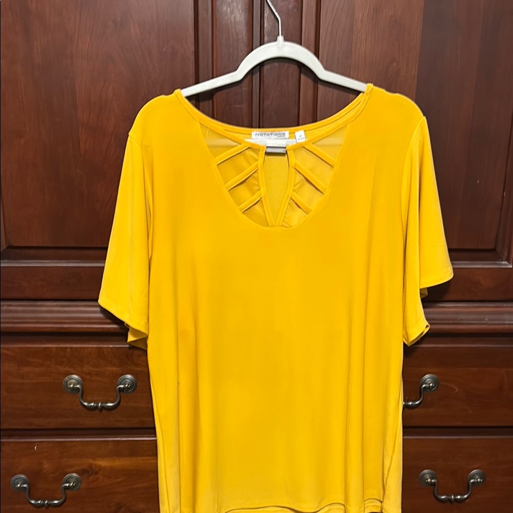 Women's Yellow Top with Cut-Out Design
